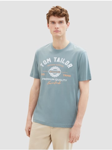 Tom Tailor Logo T-Shirt 2-er Pack Kurzarm Set mit Logo Print in Blau-Grün