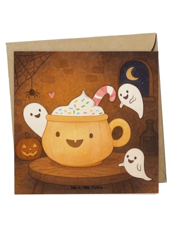 Mr. & Mrs. Panda Grußkarte Kaffee Gespenst Design ohne Spruch in Weiß