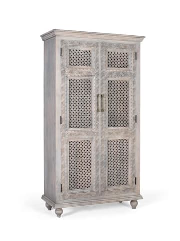 Giner y Colomer 2-türiger Kleiderschrank aus massivem Mangoholz mit gealtertem Finish in White