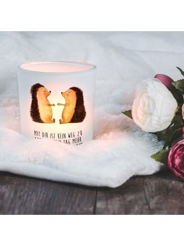 Mr. & Mrs. Panda Windlicht Glas Igel Liebe mit Spruch in Transparent