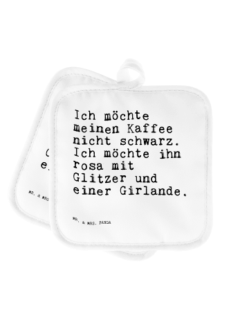 Mr. & Mrs. Panda Topfhandschuhe Ich möchte meinen Kaffee... mit ... in Weiß