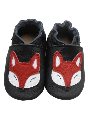 Yalion Leder-Krabbelschuhe "Fuchs" in Schwarz