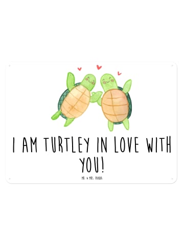 Mr. & Mrs. Panda Blechschild Mit Spruch Schildkröten Paar mit Sp... in Weiß