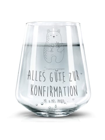 Mr. & Mrs. Panda Trinkglas Bär Konfirmation mit Spruch in Transparent
