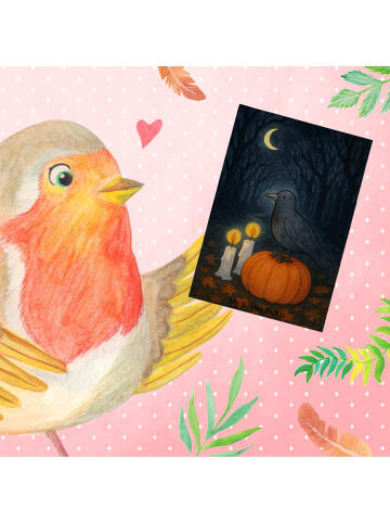 Mr. & Mrs. Panda Glückwunschkarte Krähe Halloween Design ohne Sp... in Weiß