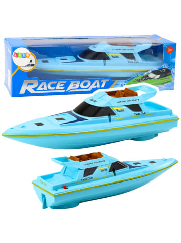 LEAN TOYS Boot Motorboot schwimmende Yacht batteriebetrieben blau