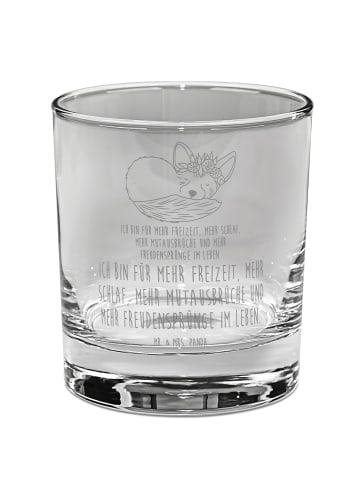 Mr. & Mrs. Panda Whiskey Glas Wüstenfuchs Blumen mit Spruch in Transparent