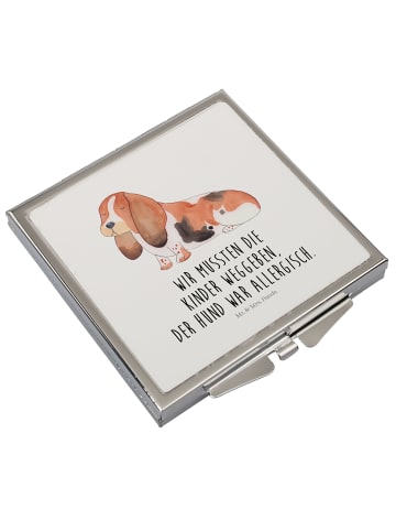 Mr. & Mrs. Panda Kosmetikspiegel Hund Basset Hound mit Spruch in Weiß