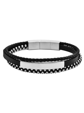 Adeliás Unisex Armband aus Leder 21+1 cm in schwarz