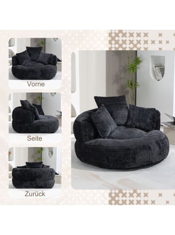 ABRIHOME Lazy Sofa Sitzsack mit drei Kissen - Chenille in Schwarz