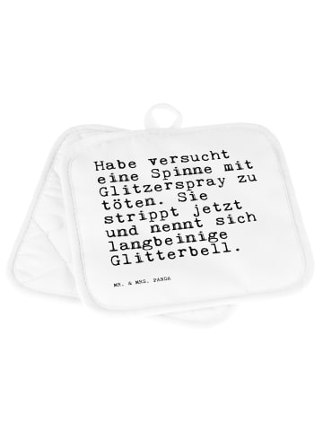 Mr. & Mrs. Panda Topflappen Habe versucht eine Spinne... mit Spruch in Weiß