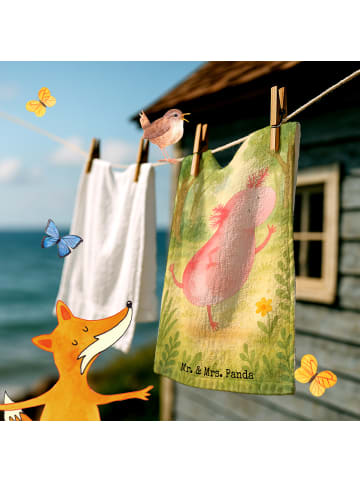 Mr. & Mrs. Panda Handtuch Axolotl Tanzen Design ohne Spruch in Weiß