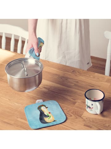 Mr. & Mrs. Panda Topfuntersetzer Pinguin Blumen ohne Spruch in Eisblau