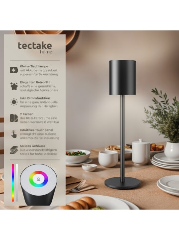 tectake Akku-Tischlampe Corly 10 x 37 cm, schwarz