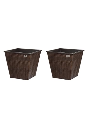 Gartenfreude 2er Set Polyrattan Blumentöpfe in Bicolour Braun