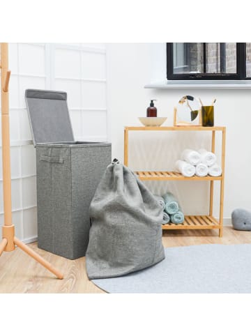 DuneDesign Wäschekorb Laundry Day mit Wäschesack in Hellgrau