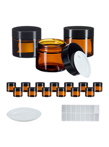 relaxdays 16 x Salbentiegel in Braun/ Schwarz - 60 ml