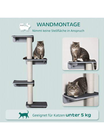 Pawhut Kletterwand Katzen Hellgrau+Beige MDF