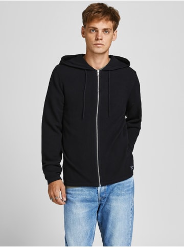 Jack & Jones Basic Full Zip Hoodie Kapuzen Pullover Strick Sweatjacke JJEHILL in Schwarz