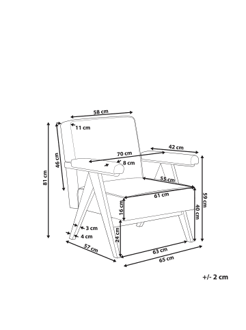 Beliani Sessel EVJE in Weiß/Braun - (W) 65 x (H) 81 x (L) 57 cm