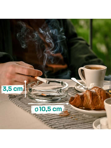 Praknu Aschenbecher aus Glas Rund - 6er Set - Spülmaschinenfest - Stapelbar