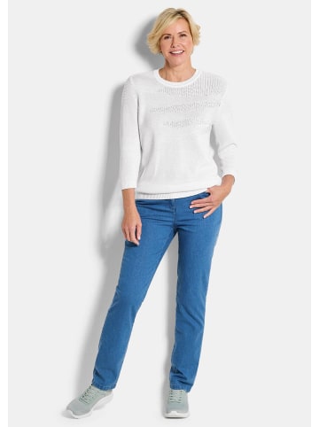 GOLDNER Baumwollpullover mit Struktur in cremeweiß