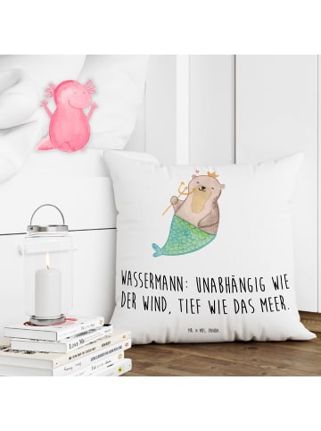 Mr. & Mrs. Panda 40x40 Kissen Wassermann Astrologie mit Spruch in Weiß