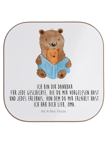 Mr. & Mrs. Panda Untersetzer Bären Buch mit Spruch in Weiß