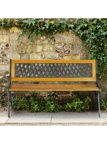 relaxdays Gartenbank in Natur/ Grün - (B)125 x (H)73 x (T)52 cm