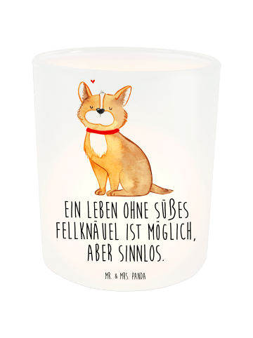 Mr. & Mrs. Panda Teelichthalter Hund Glück mit Spruch in Transparent