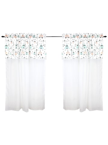 TupTam Kinderzimmer Voile Vorhänge mit Tunnelzug Set in weiß/beige