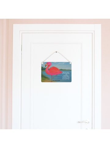 Mr. & Mrs. Panda Schild Flamingo Classic Design mit Spruch in Weiß