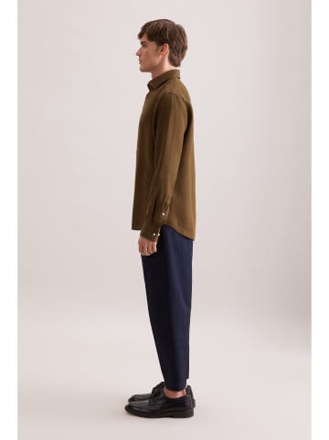 Seidensticker Leinenhemd Shaped in Grün