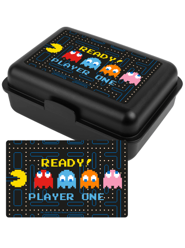 BANDAI Pac-Man Brotdose Ready! Player One Lunchbox Butterbrotdose Trennwand in schwarz