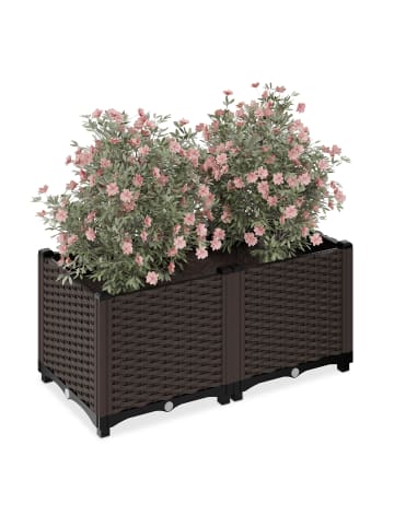 relaxdays Pflanzkübel in Braun - (B)80 x (H)38 x (T)40 cm