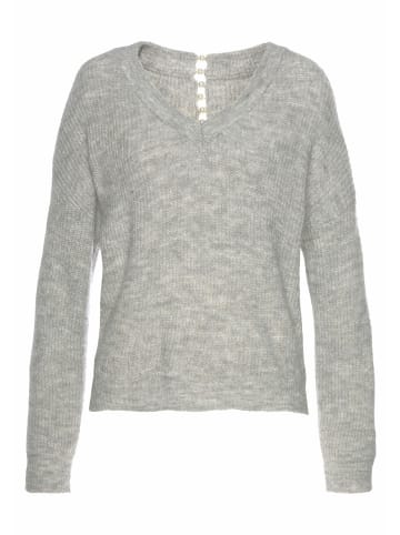 LASCANA V-Ausschnitt-Pullover in grau-meliert