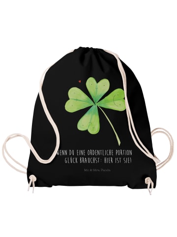 Mr. & Mrs. Panda Jutebeutel Blume Kleeblatt mit Spruch in Schwarz
