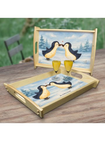 Mr. & Mrs. Panda Frühstückstablett Pinguin Liebe Design ohne Spruch in Weiß
