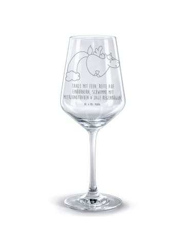 Mr. & Mrs. Panda Rotweinglas Einhorn Fliegendes Pferd mit Spruch in Transparent
