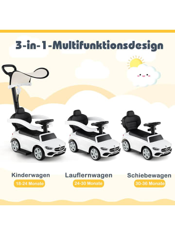 COSTWAY 3-in-1 Rutschfahrzeug mit Schiebegriff in Weiß