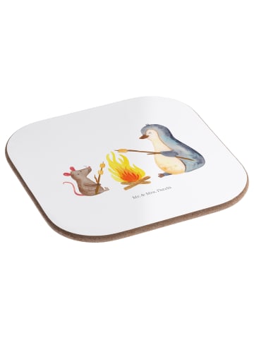 Mr. & Mrs. Panda Untersetzer Pinguin Lagerfeuer ohne Spruch in Weiß