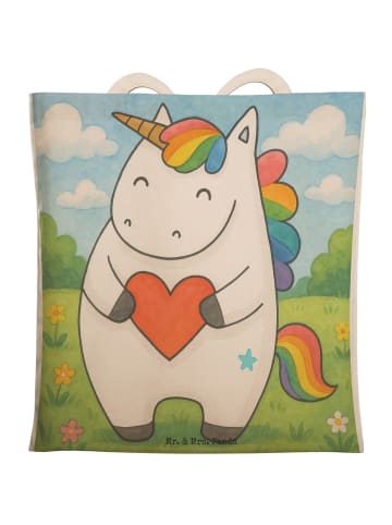 Mr. & Mrs. Panda Umhängetasche Einhorn Herz Design ohne Spruch in Weiß