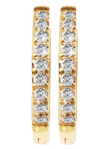 Adeliás Damen Ohrringe – Klappcreole aus Edelstahl mit Strass Steinchen in gold