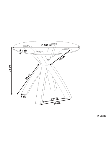 Beliani Esszimmertisch YAPP in Braun - (W) 100 x (H) 75 x (L) 100 cm