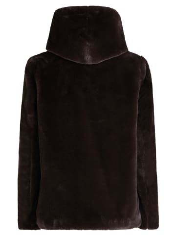 Betty Barclay Plüschjacke mit Kapuze in Dunkelbraun