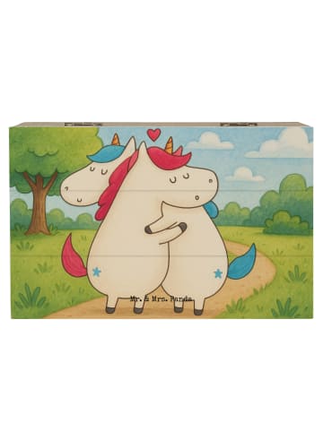 Mr. & Mrs. Panda Holzkiste mit Deckel Einhorn Mitteilung Design ... in Weiß