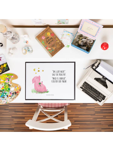 Mr. & Mrs. Panda Schreibunterlage Schwein Glück mit Spruch in Weiß