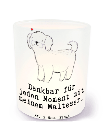Mr. & Mrs. Panda Teelichthalter Malteser Moment mit Spruch in Transparent