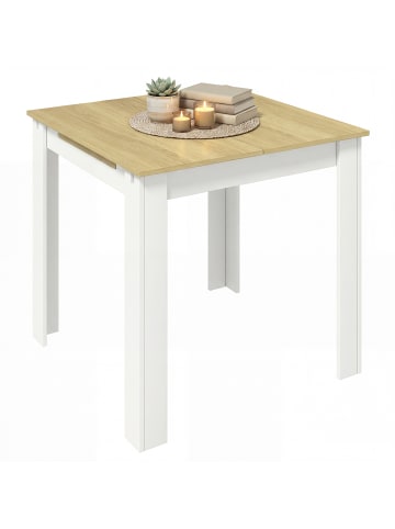 VCM  Esstisch Küchentisch Pesoli ausziehbar 80-120 cm in Weiß / Honig-Eiche