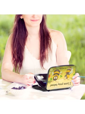Mr. & Mrs. Panda Etui Bienen Paar Design mit Spruch in Weiß